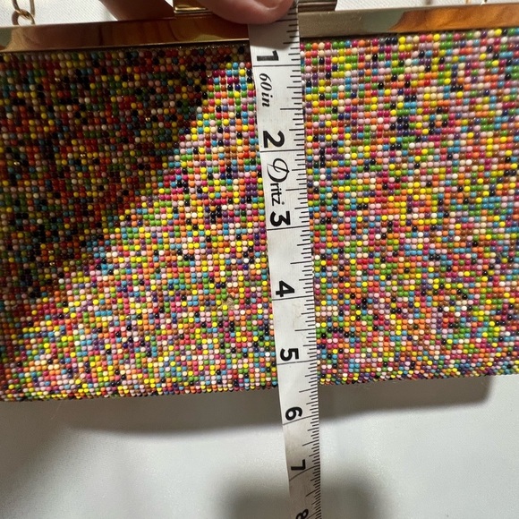 Nina Colorful Beaded Clutch or Shoulder Bag with Gold Chain - Picture 5 of 7